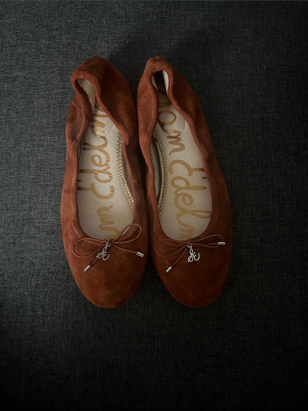 Sam Edelman Rust Suede Ballet Flats with Bow